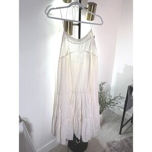 Moda International eyelet maxi dress warm wht spaghetti strap bow large tiered